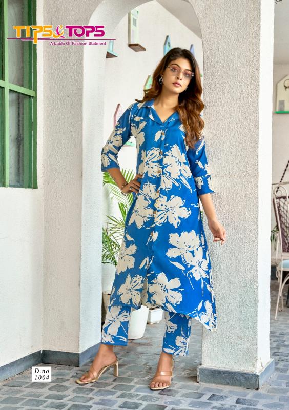 Tips & tops trendy touch reyon print coord set premium kurti manufacturer