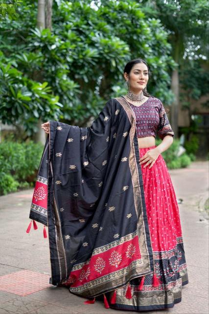 Tree bandhni Red Tussar Silk Designer lehenga choli in Surat