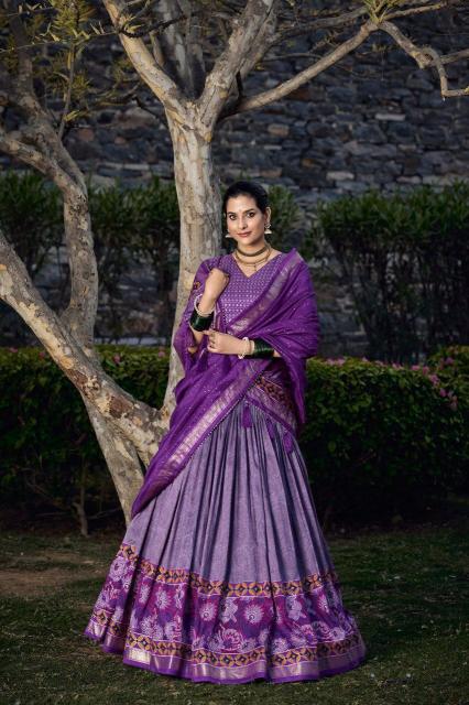 Tulsi Purple Tussar Silk Wholesale bridal lehenga choli in Surat