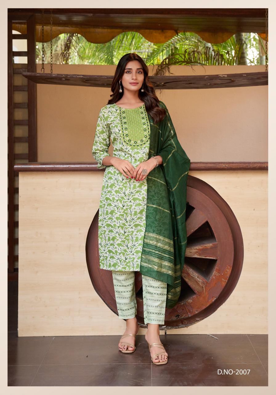 Vaniska sunrise vol 2 capsul foil print top bottom dupatta kurti manufacturers in india