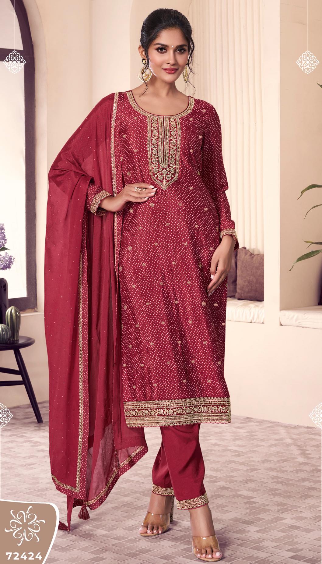 Vinay kuleesh pahal 4 printed chinon surat dress material wholesale market online