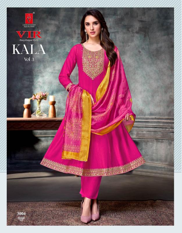 Vir kala vol 3 vertical anarkali kurti pant dupatta branded kurti wholesale