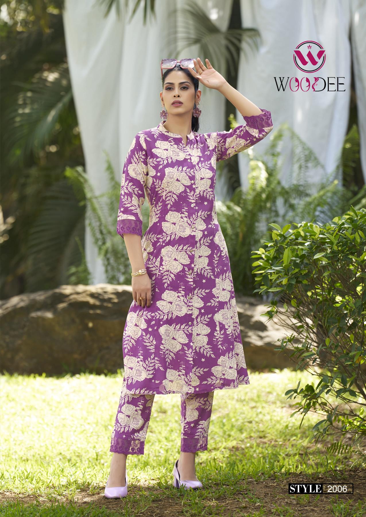 Woodee shakira vol 2 reyon print coord set best kurti manufacturer in india