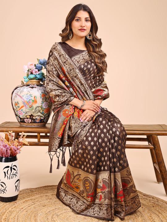 ZAREEN by astita fancy designer linen Cotton fabric saree wholesale with latkan 