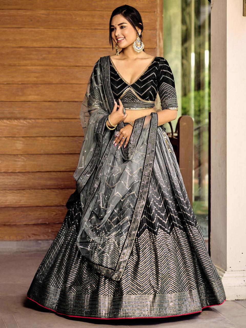 Zeel clothing 5057 black Art Silk Surat wholesale market for lehenga choli