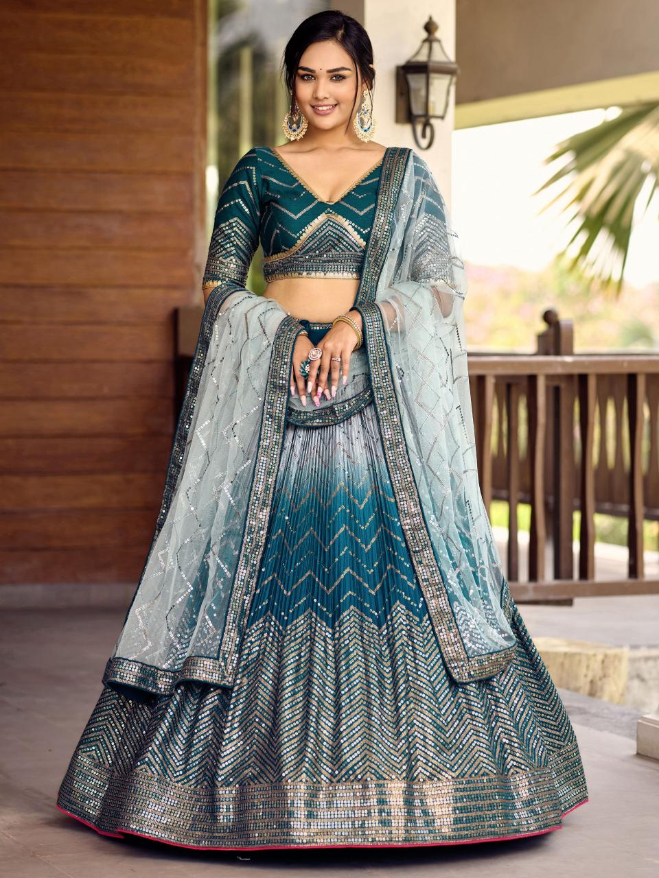 Zeel clothing 5057 Blue Art Silk Party wear lehenga choli wholesale
