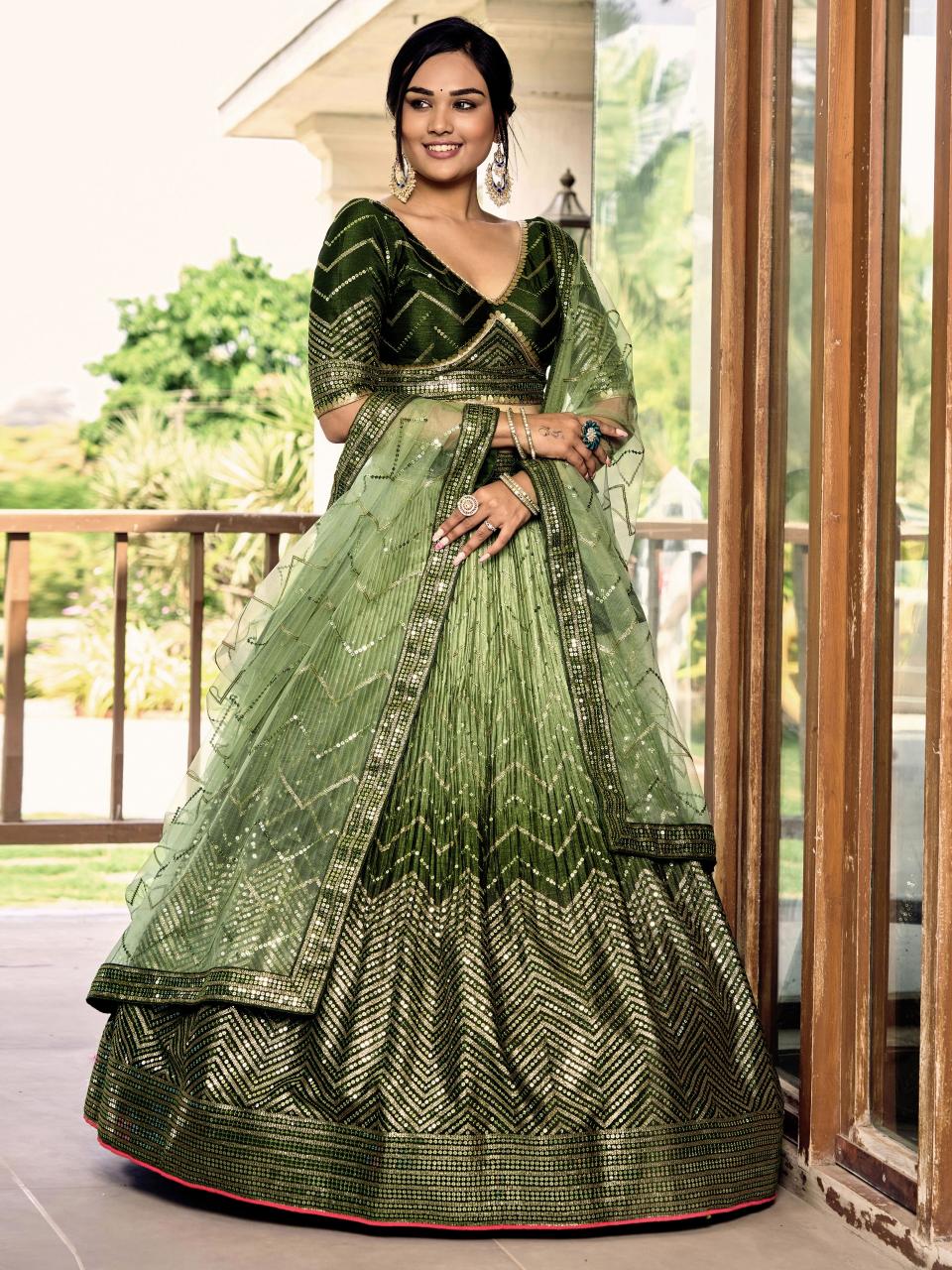 Zeel clothing 5057 green Art Silk Lehenga choli wholesale market in Surat 