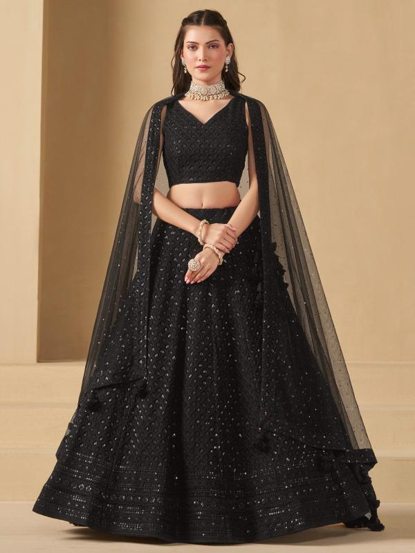 Zeel Clothing 5124 black Georgette Designer lehenga choli wholesale