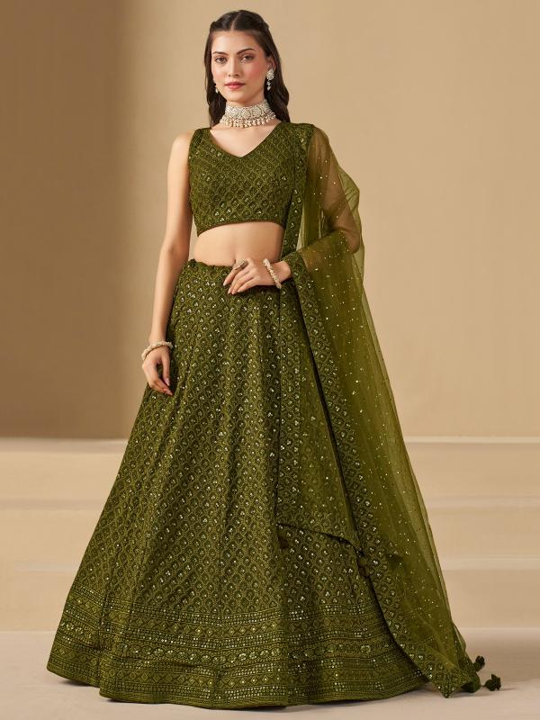 Zeel Clothing 5124 mehndi Georgette Lehenga choli manufacturer in Surat