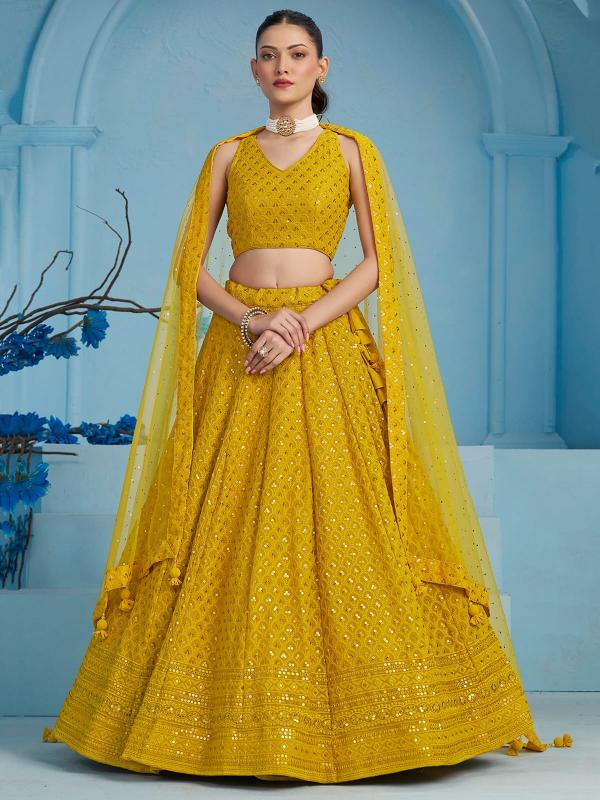 Zeel Clothing 5124 yellow Georgette Bridal lehenga choli wholesale