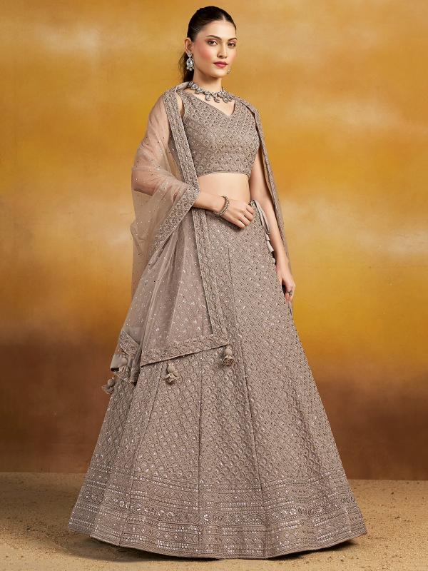 Zeel Clothing Gray 5124 Georgette Lehenga choli suppliers in Mumbai