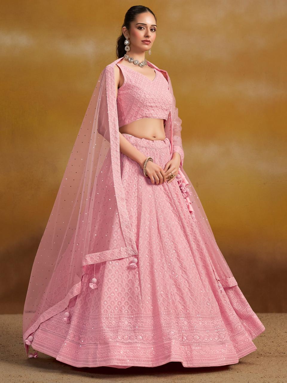 Zeel Clothing Light Pink 5124 Georgette Lehenga choli suppliers in Rajasthan