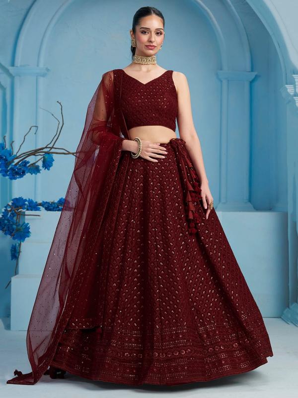 Zeel Clothing Maroon 5124 Georgette Designer lehenga choli wholesale
