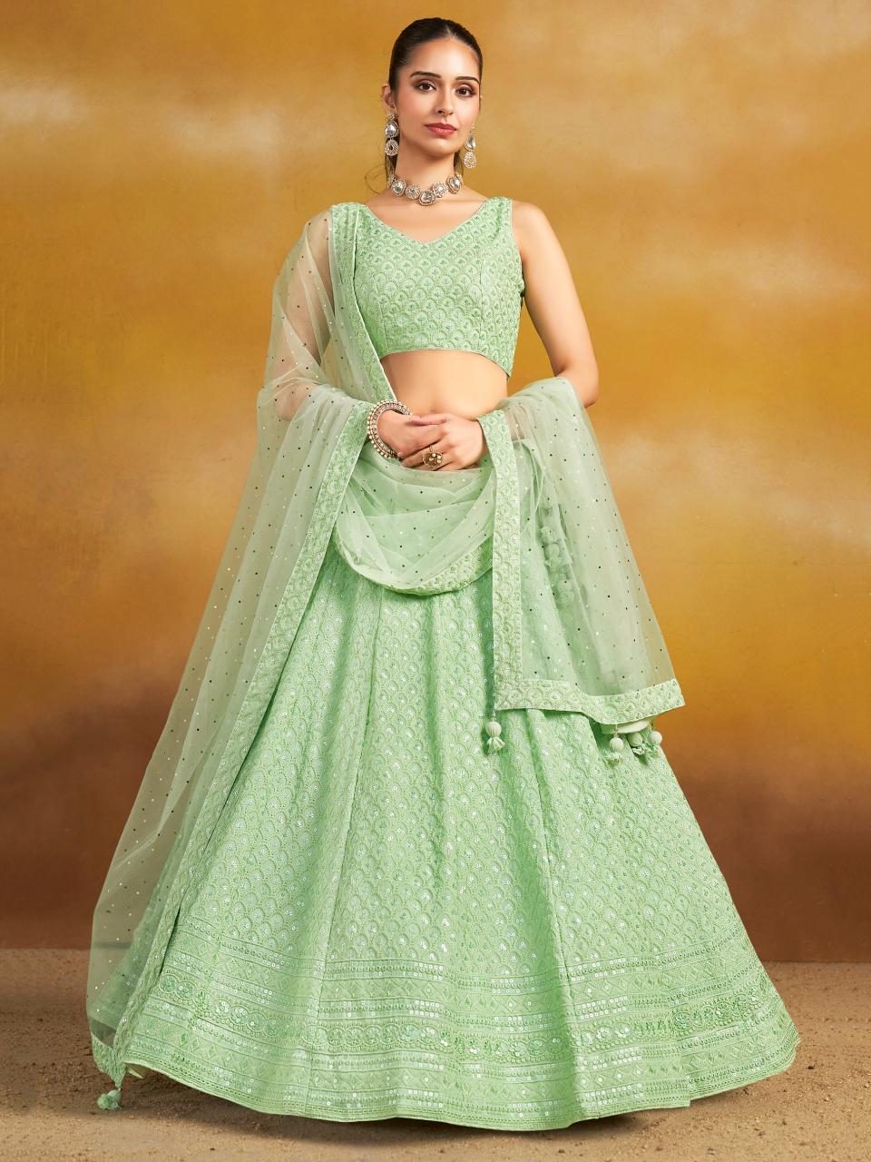 Zeel Clothing Mint 5124 Georgette Latest lehenga choli suppliers