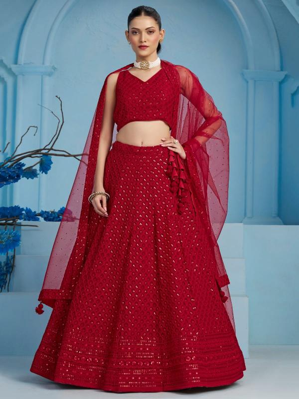 Zeel Clothing red 5124 Georgette Wholesale lehenga choli manufacturers