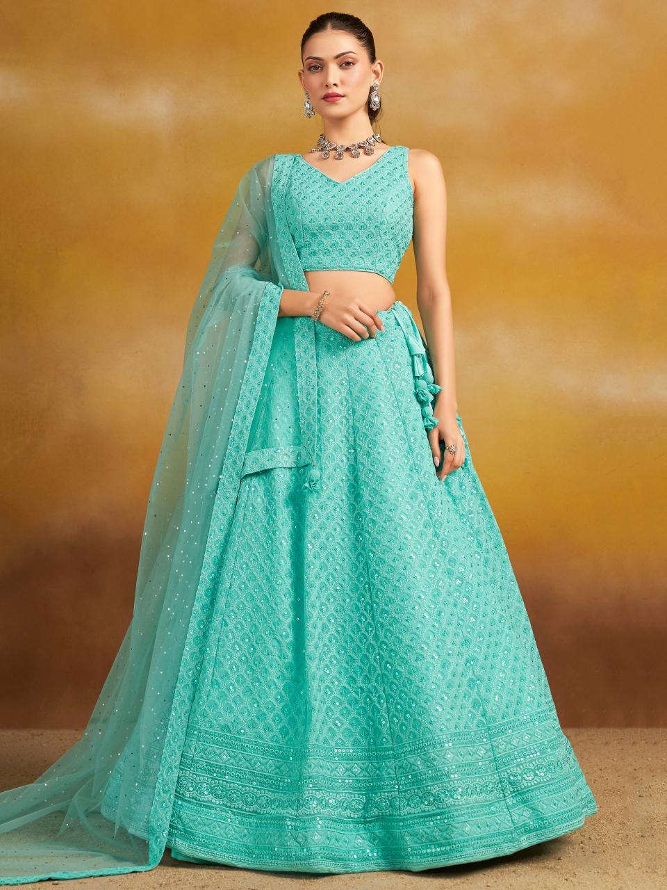 Zeel Clothing Sky 5124 Georgette Lehenga choli suppliers in Ahmedabad