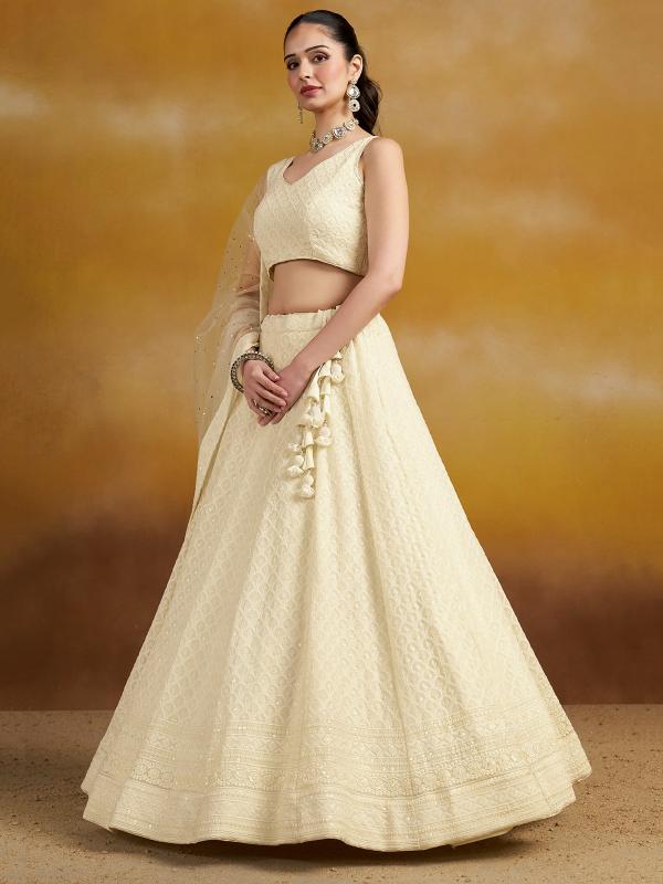 Zeel Clothing White  5124 Georgette Lehenga choli bulk suppliers