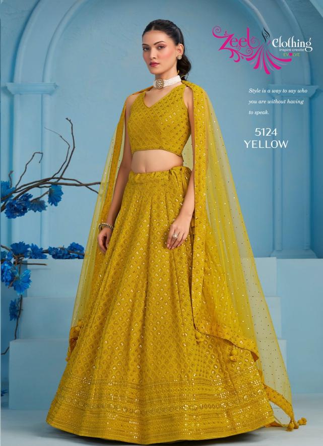 Zeel Clothing Yellow 5124 Georgette Lehenga choli wholesalers in Surat
