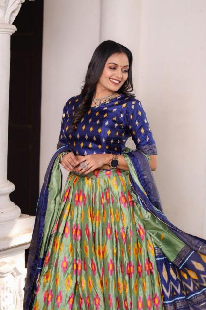 Zickzack 2 Dola Silk Green Lehenga choli wholesale online