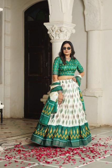 Zickzack 2 Dola Silk White Lehenga choli wholesale price