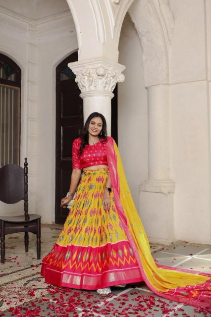 Zickzack 2 Dola Silk yellow Bridal lehenga choli wholesale
