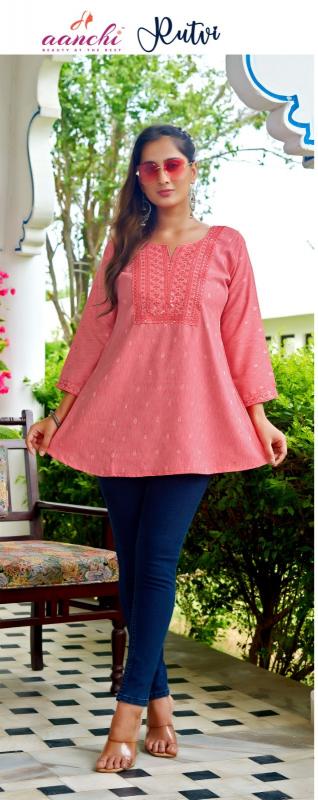 Aanchi rutvi fancy fabric short top direct manufacturer of kurtis