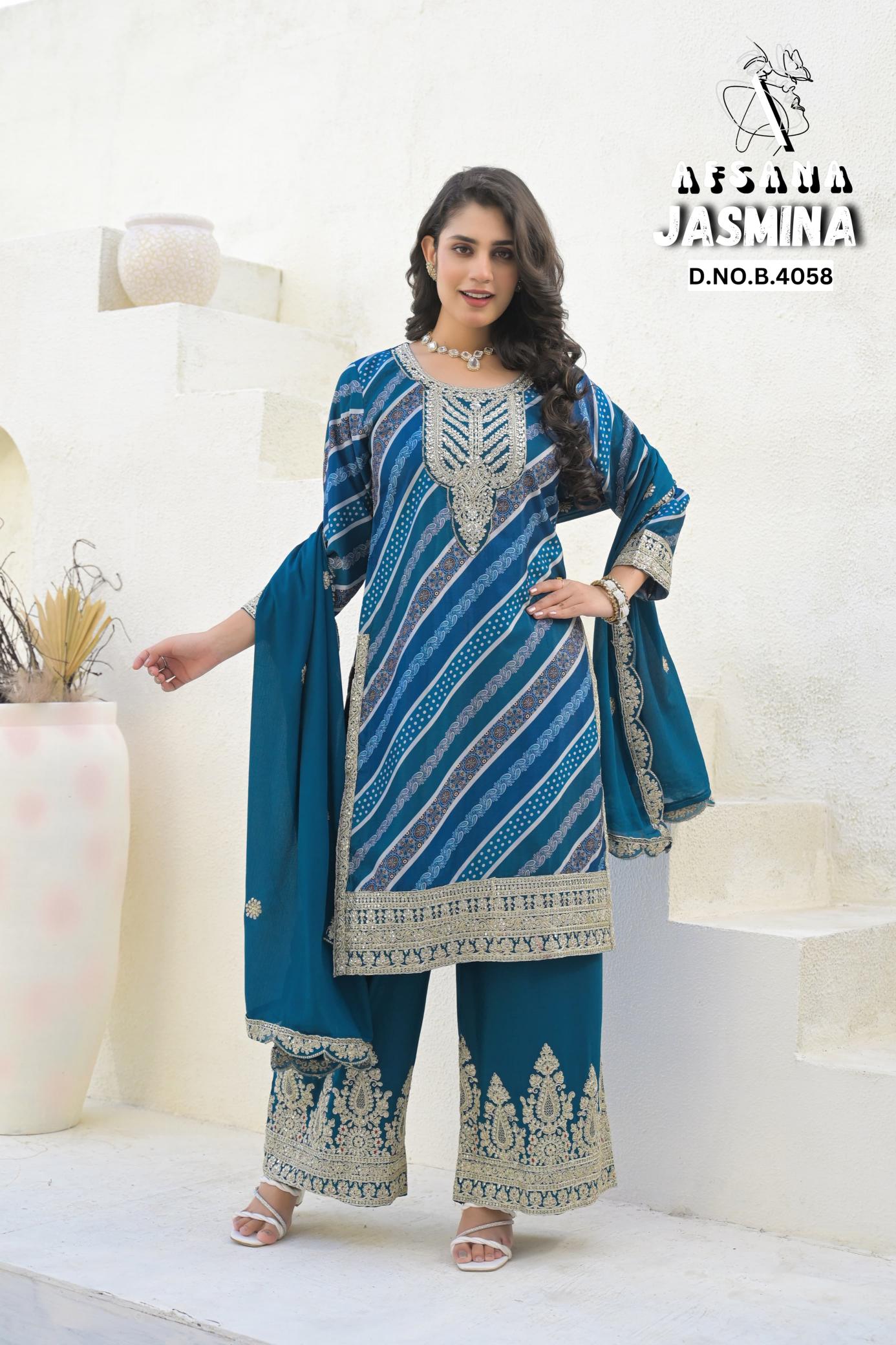 Afsana jasmina chinon digital print salwar suits pakistani clothes wholesale suppliers
