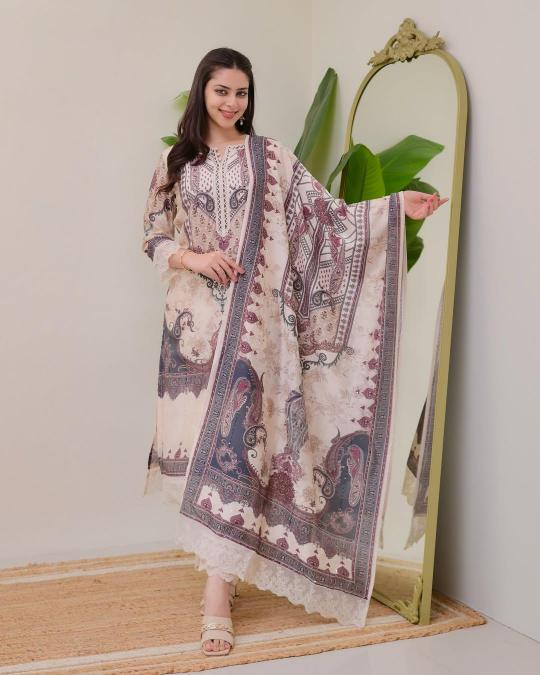 Afsana M digital print top bottom dupatta designer kurtis from india
