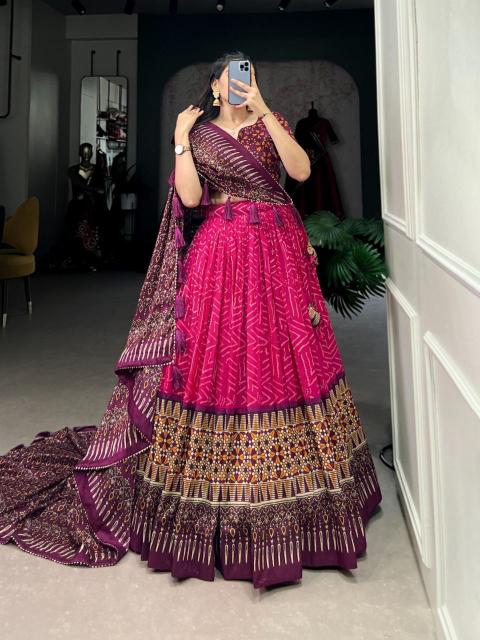 AJARAK 2 Tussar Silk pink Surat bridal lehenga choli