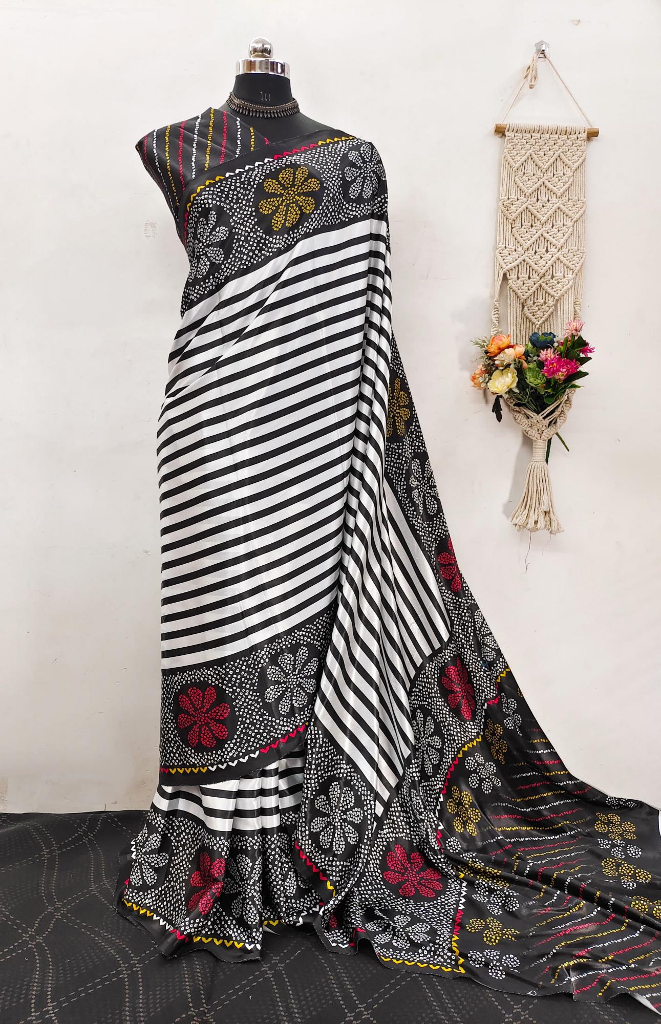 Ajrakh printed semi gajji modal crepe catalog surat saree manufacturer price 