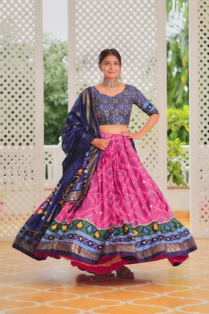 Amisha Tussar Silk Pink Wedding lehengas manufacturer in Gujarat