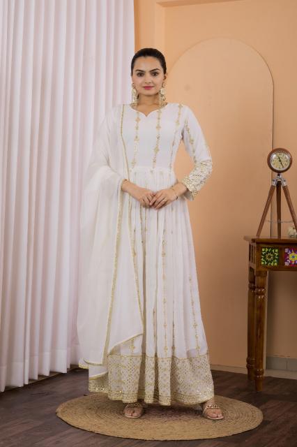 Astha d.no-AC-7039 festival special gown & dupatta direct manufacturer of kurtis
