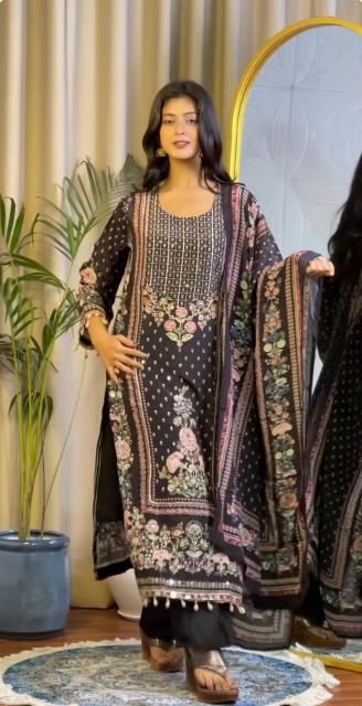 Astha d.no-AC-7054 maslin digital print top bottom dupatta branded kurti wholesale