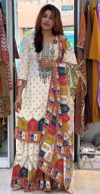 Astha maslin d.no-AC-7055 top plazzo dupatta branded kurtis wholesale
