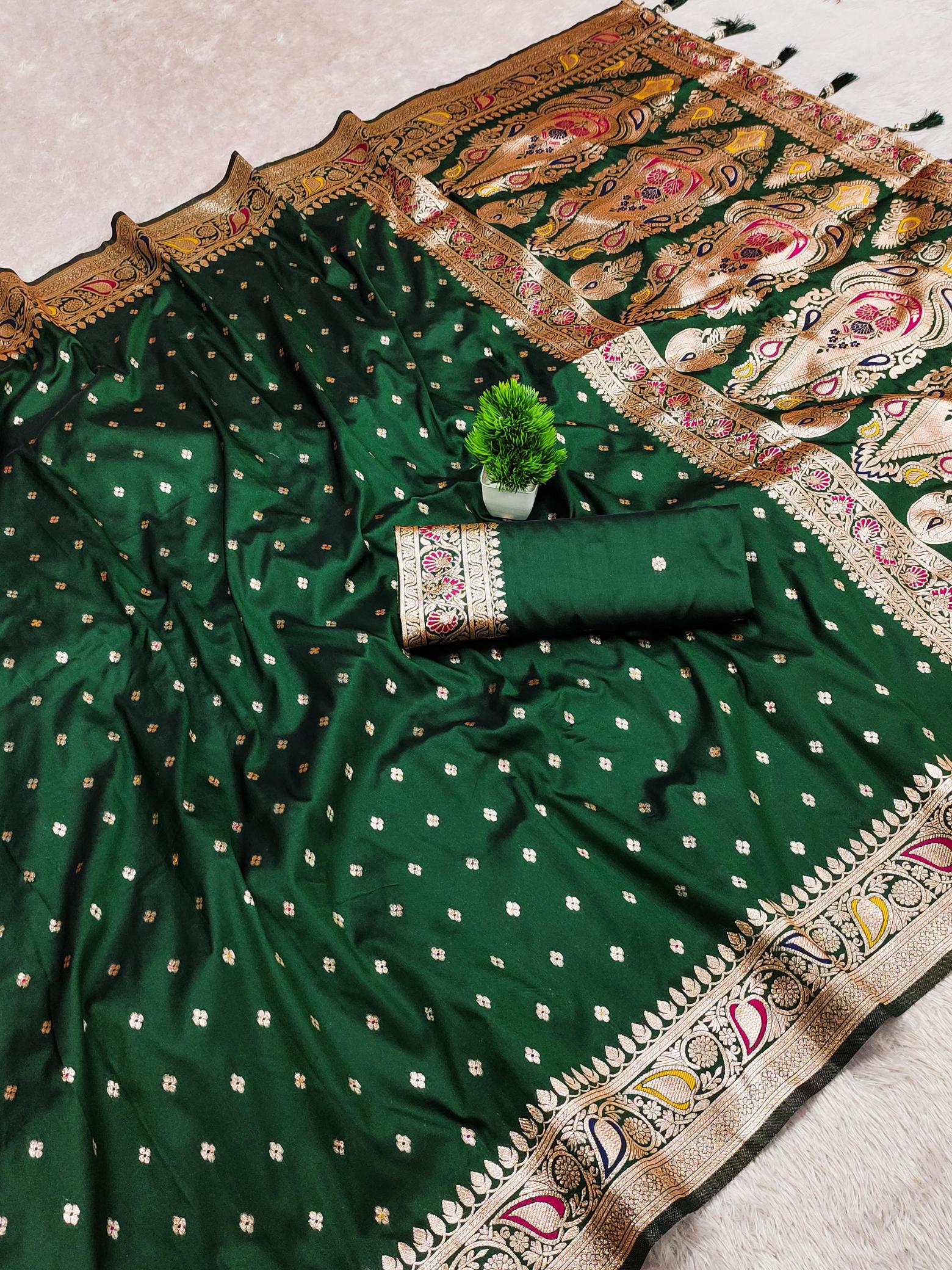 Banarasi-17 soft banarasi silk tassels attached at pallu best sarees in india