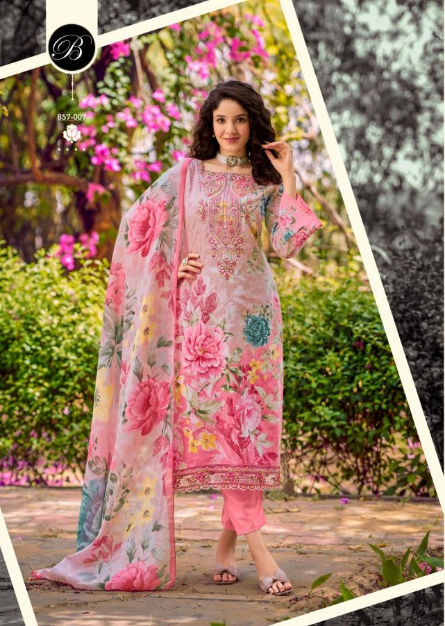 Belliza designer studio yasmin pure cotton digital prints dress materials wholesale