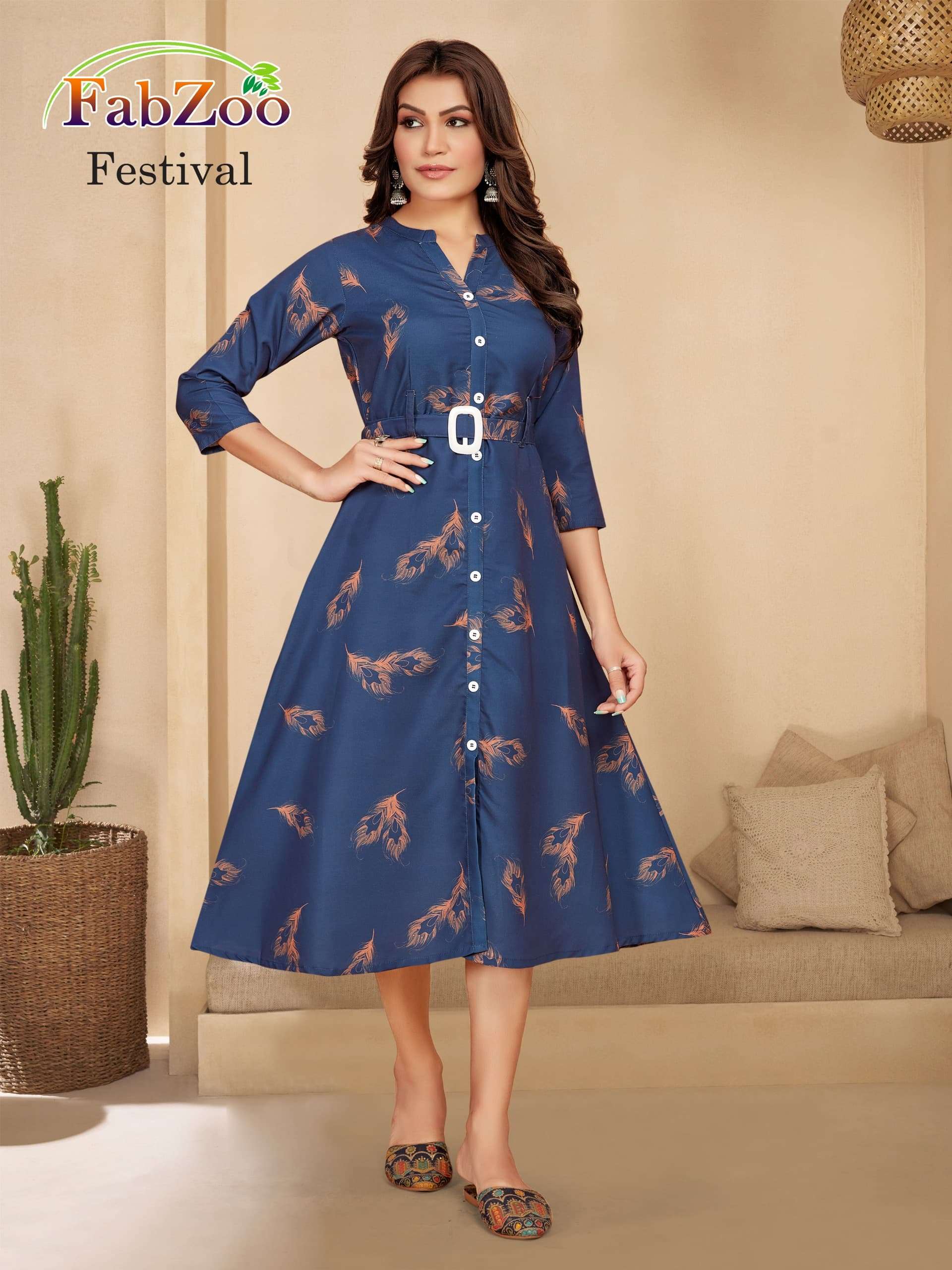 Belt vol 2 poly rayon printed designer frock style kurtis manufacturers
