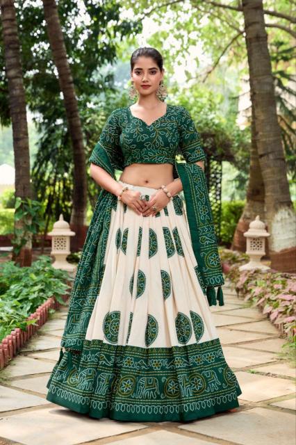 BHANDHANI 2 Dola Silk Green Designer lehenga choli in ahmedabad
