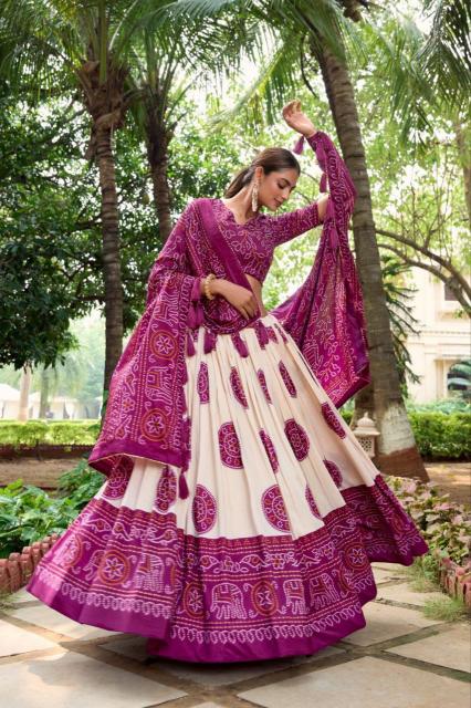 BHANDHANI 2 Dola Silk Purple Wedding lehenga suppliers in ahmedabad