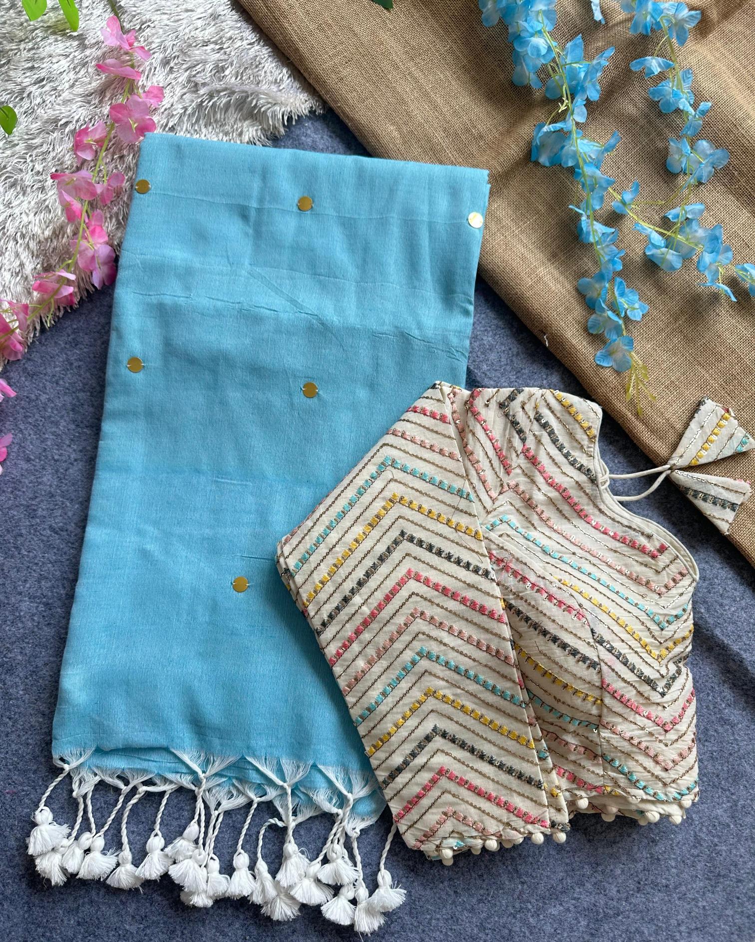 Blousewala khadi cotton saree with blouse surat saree wholesale