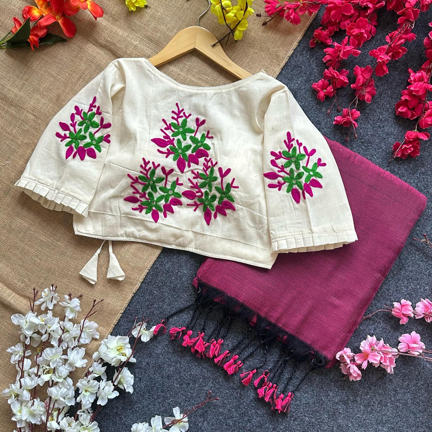 Blousewala presenting a Khadi cotton indian fashion saree