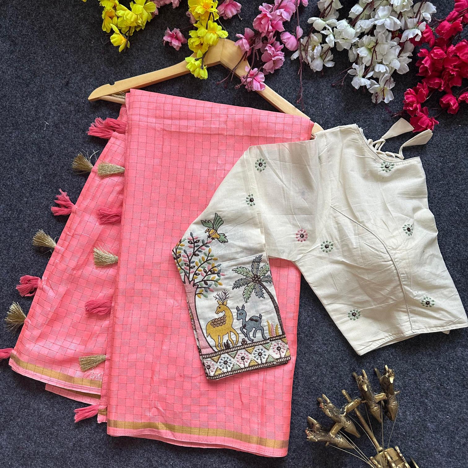 Blousewala presenting juth cotton with blouse catalog surat saree manufacturer price