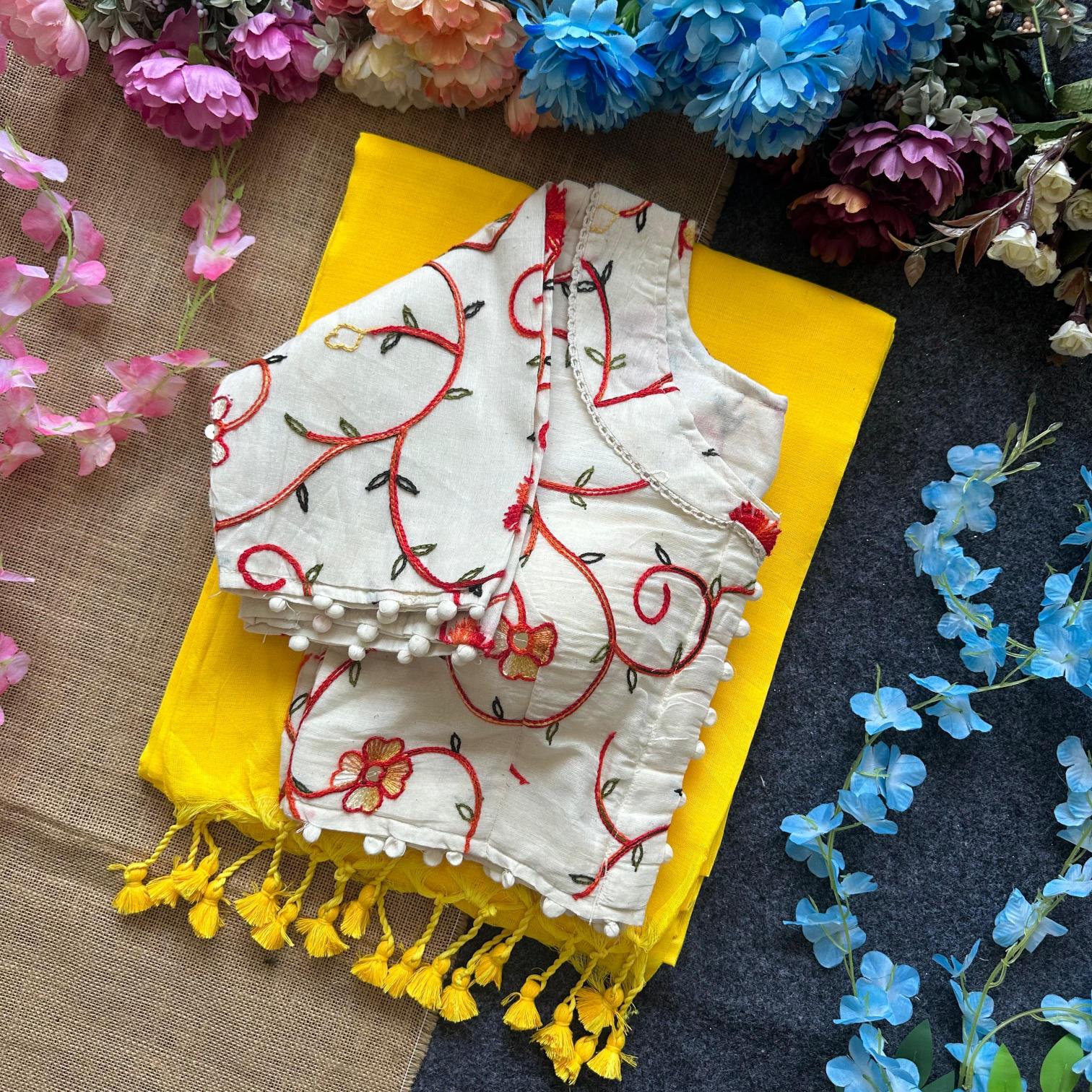 Blousewala presenting khadi cotton saree with blouse wholesale sarees in surat with low price