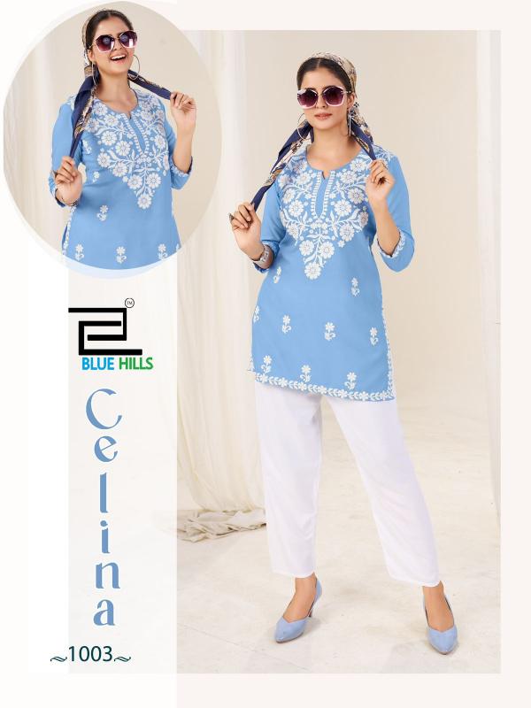 Blue hills celina heavy rayon side cut top bottom kurti manufacturer