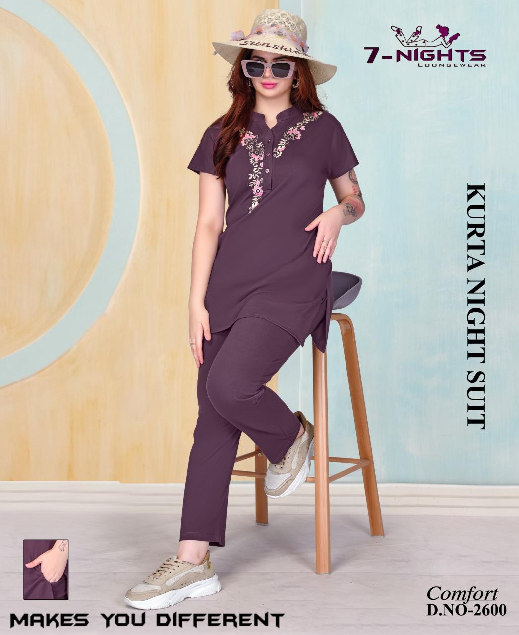 Comfort 7-nights long kurta night suit ethnic indian kurtis online