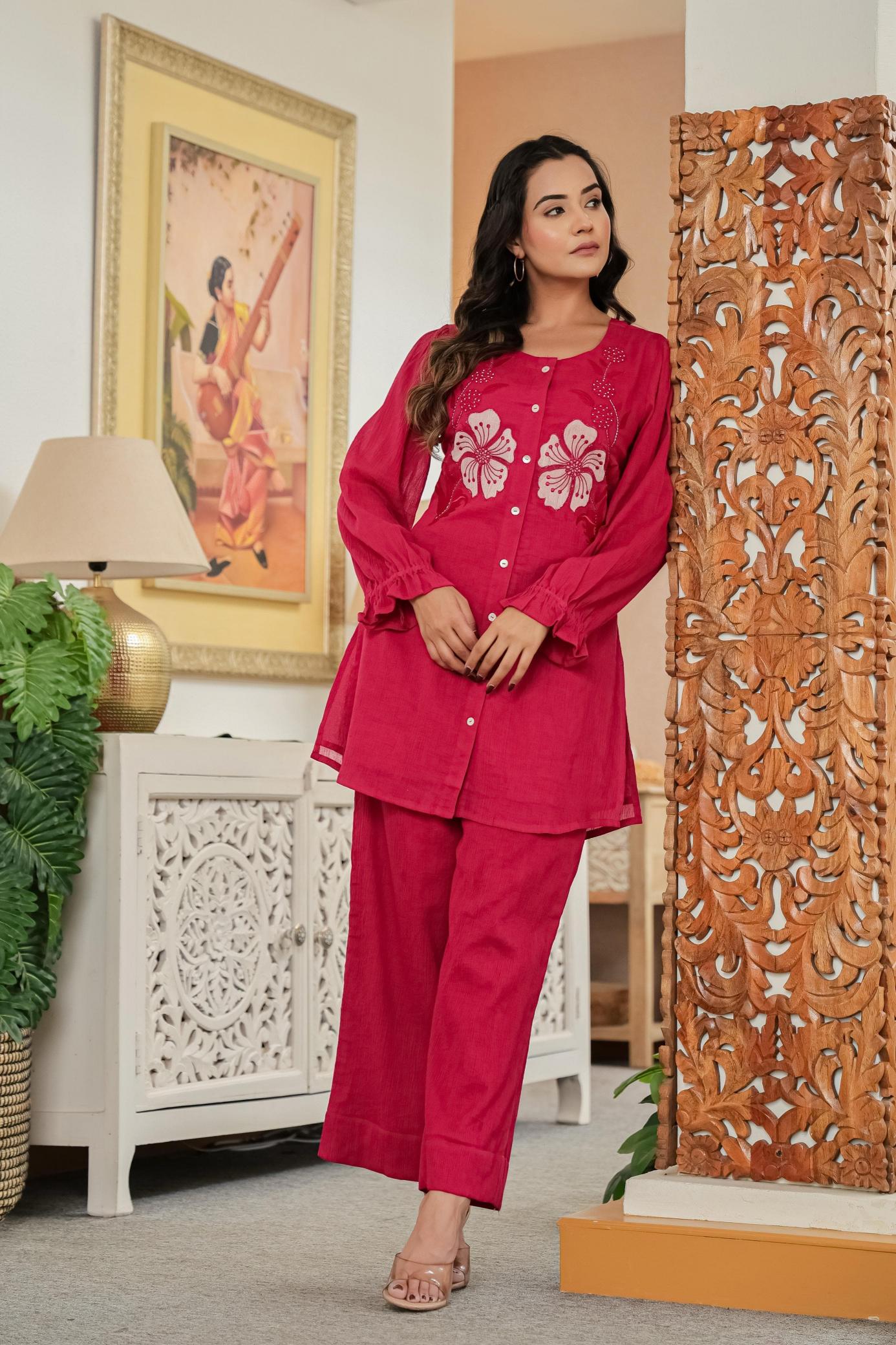 Cotton crush fabric coord set best kurti manufacturer in india