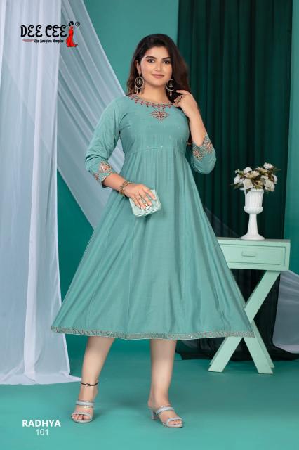 Deecee radhya roman silk flair kali style indian kurti