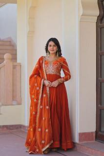 Fendy with rich sequins & zari embroidered cut-work gown kurti manufacturer in delhi