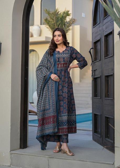 Florida cotton 3 pcs ethnic indian kurtis online