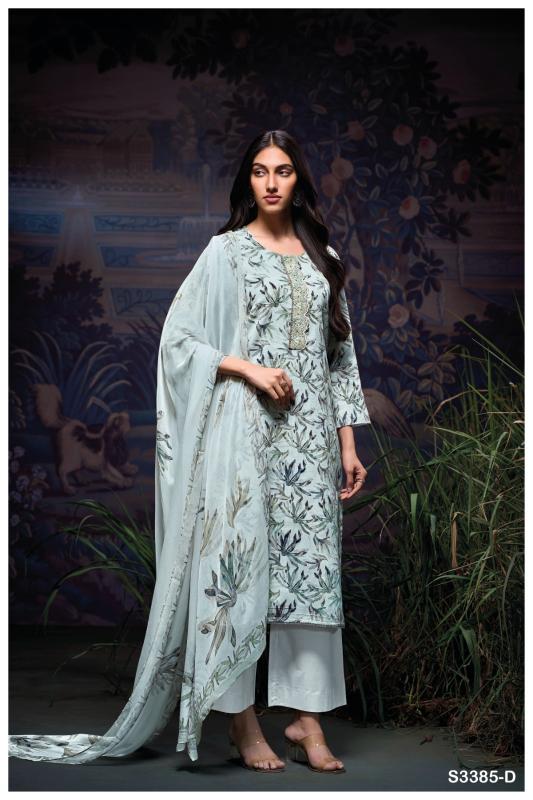 Ganga ireland 3385 cotton linen printed dress material wholesale market